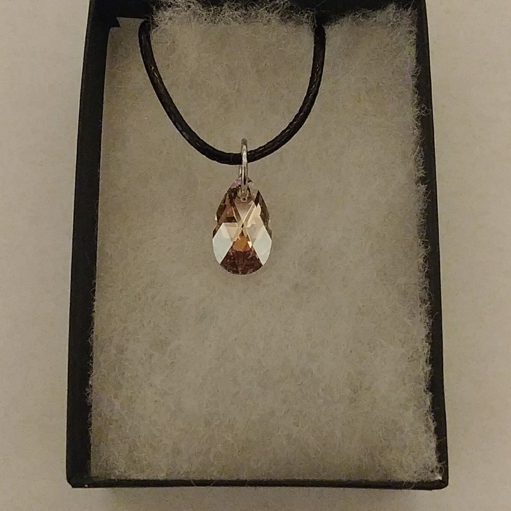 Canary Gold Crystal Teardrop Necklace - Picture 3 of 8